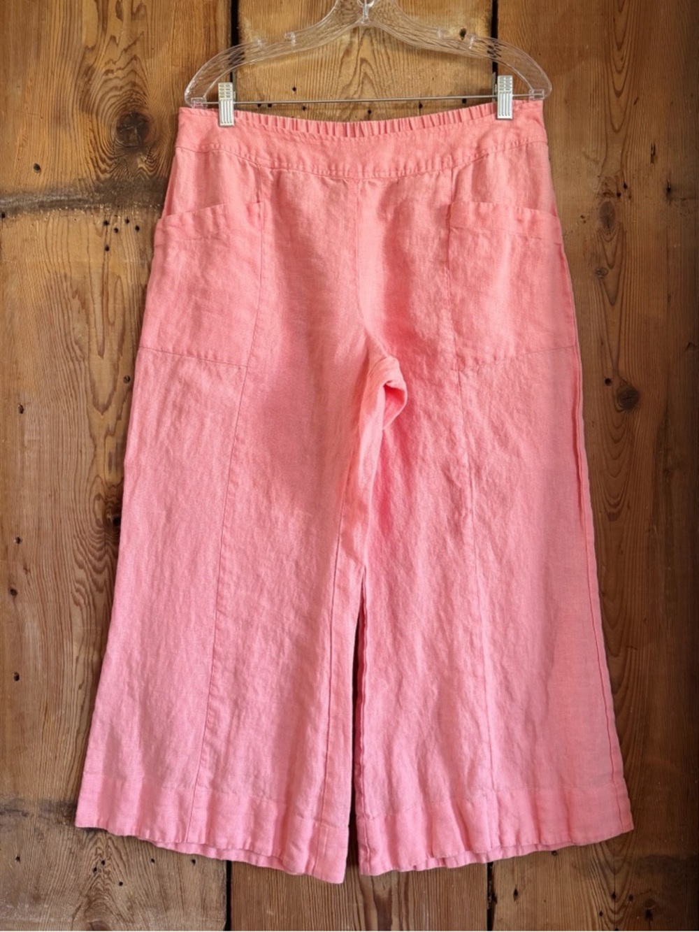 Sz M Ivy Jane 100% Linen Geranium Cropped Wide Leg Slouch Pocket Pant NWT